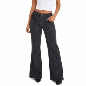 Vintage Y2K Jean-Charles de Castelbajac Jeans Boot Cut Flare Leg‎ Gray/Black 42